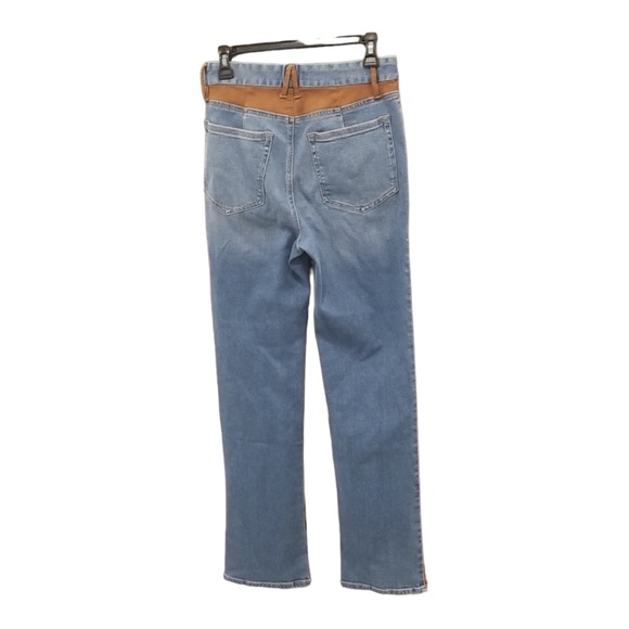 NWT GOOD AMERICAN Icon Mixed Suede Denim High Rise Straight Leg Jeans Size 12/31 - Picture 11 of 14